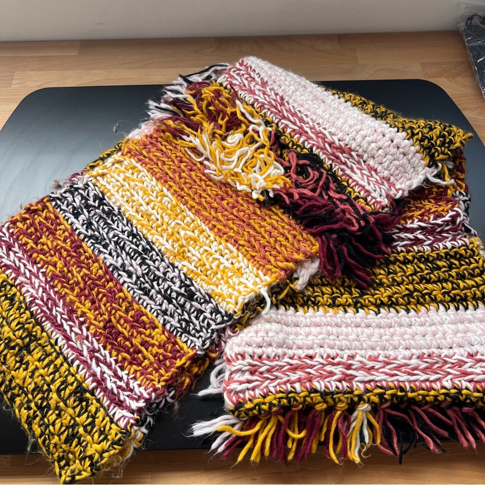 Zara oversized scarf with fringe details